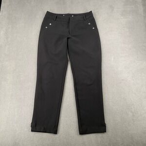 B Collection Womens Black Straight Leg Ankle Zip Dress Pants Size 10